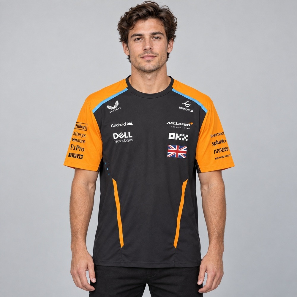 Castore McLaren F1 Lando Norris 4 Team T-Shirt Grey Orange Mens Large